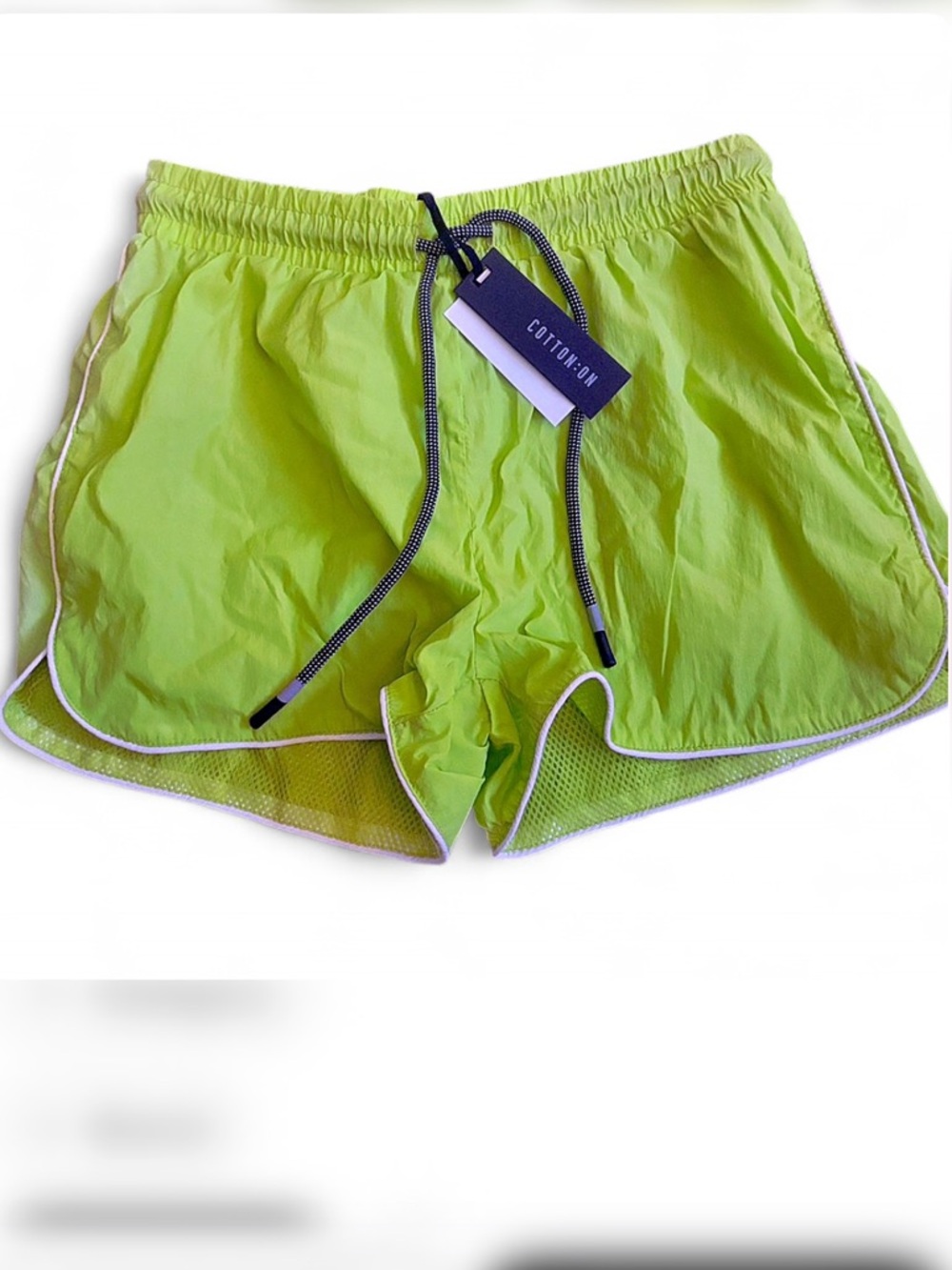Cotton On Neon Lime Running Shorts with Contrast Trim size 4 new